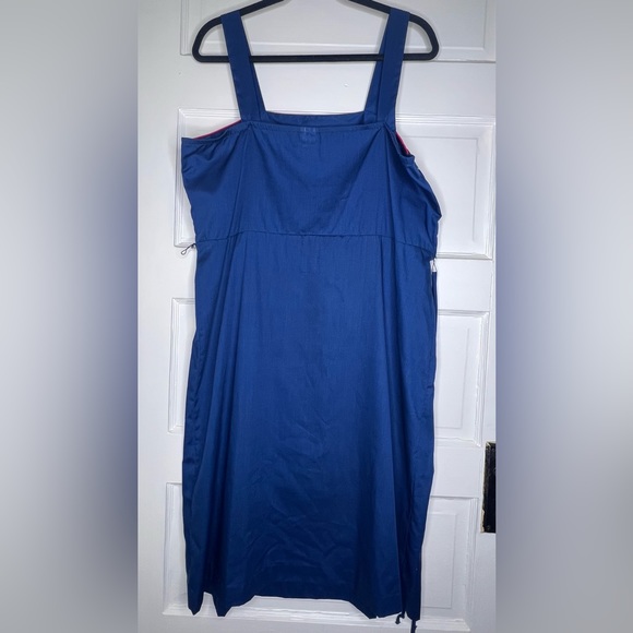 VTG 70s 80s Blue Stripe Sun Dress XXL XL Plus 18 USA Cotton Rainbow Top Made - Picture 4 of 8